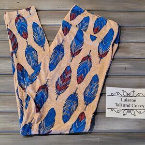 Vintage Style LuLaRoe Feather TC Leggings Tall and Curvy Unicorn